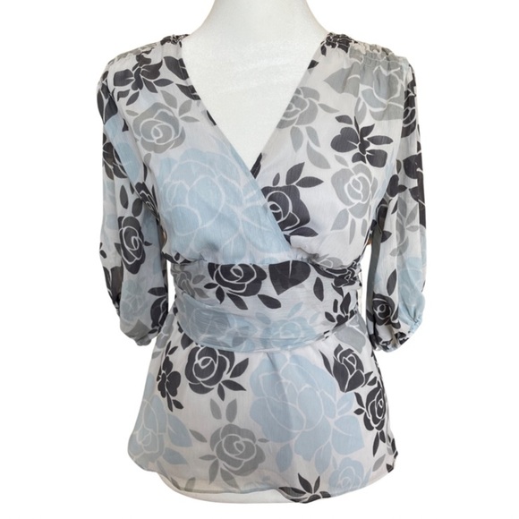 Daisy Fuentes elegant floral blouse with tie detail PS - Picture 1 of 5